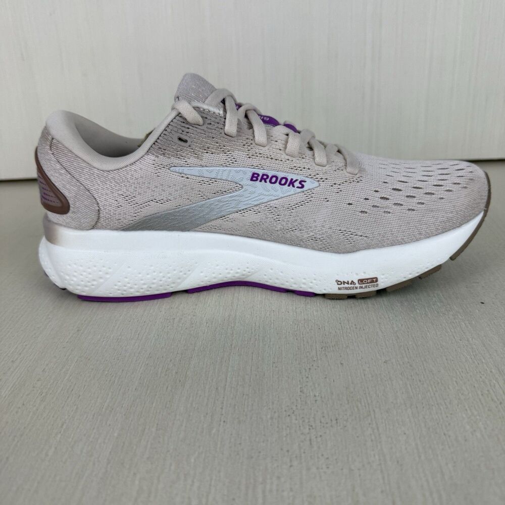 Brooks Ghost 16 Running Shoes Womens Size 7 Almond Peach Purple Athletic Gym Run - Picture 7 of 11